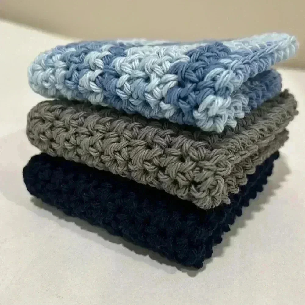 Hand Crocheted Washcloth/Dishcloth - Set of 3